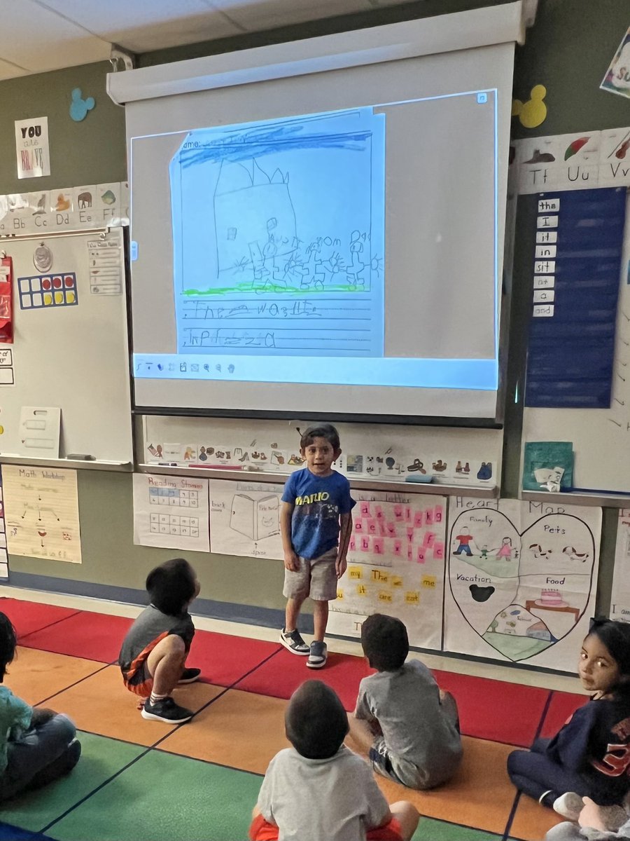 MsSandySalazar's tweet photo. Author’s Chair Day! From illustrations to labeling to writing more than one sentence and adding details, our @NISDEllison Kinder Bees have been un-BEE-lievably focused on meeting their personal writing goals this week! 🐝✍🏻 @JulieMeneses1 @NISD_ECE @nisdelemelar https://t.co/7R169pMUVh