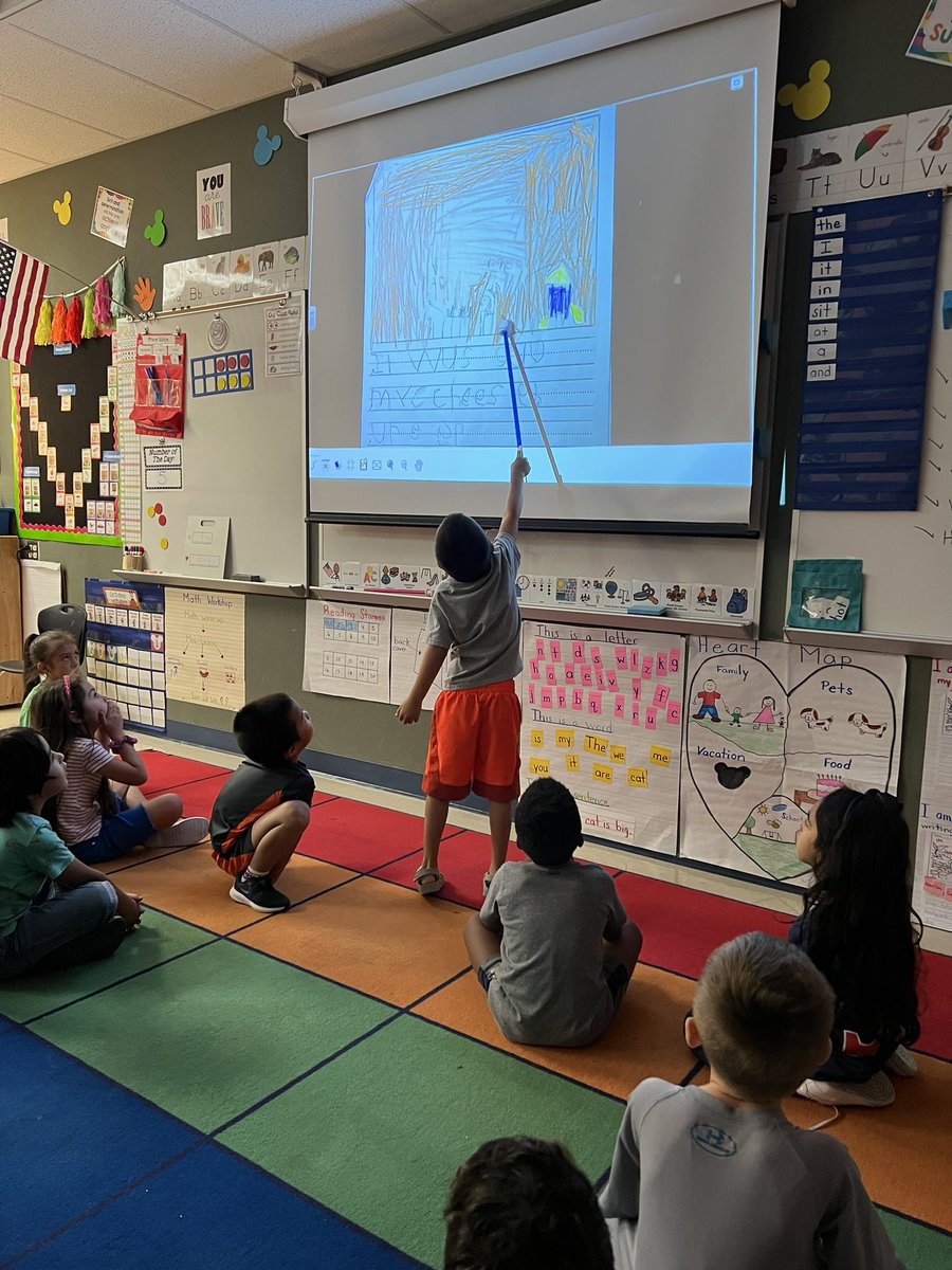 MsSandySalazar's tweet photo. Author’s Chair Day! From illustrations to labeling to writing more than one sentence and adding details, our @NISDEllison Kinder Bees have been un-BEE-lievably focused on meeting their personal writing goals this week! 🐝✍🏻 @JulieMeneses1 @NISD_ECE @nisdelemelar https://t.co/7R169pMUVh