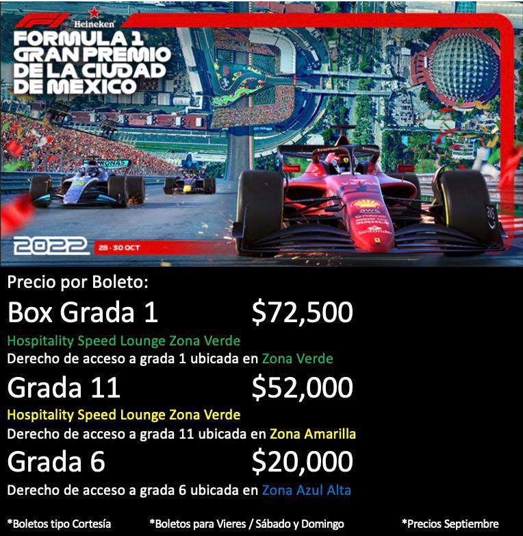razagave's tweet photo. ¡Tengo boletos para la #F1! 
Quién esté interesado favor de llamar al 55 4052 1324 con Alberto Fajardo.
¡Llama ya, porque se agotan! https://t.co/iypqCYGvPi
