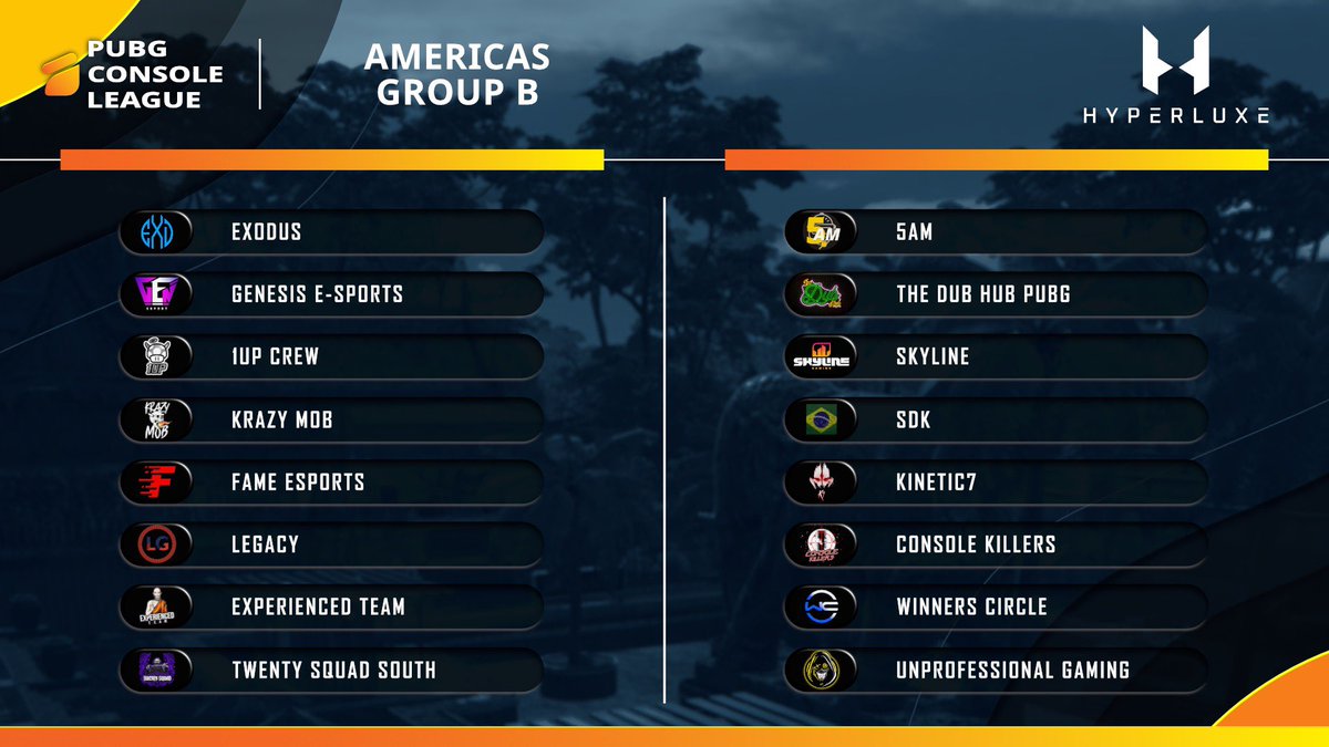 PUBG Console League (@pubgconsoleleag) on Twitter photo PCL is BACK with the Americas Cup!
LIVE now on Twitch.tv/thepubgconsole…
$20,000 prize pool! 32 teams!
Hosted by @CcExclusives and <a href="/CaptainAtsoca/">Juan Acosta</a>
Start time: 8:00PM EST! PCL is BACK with the Americas Cup!
LIVE now on Twitch.tv/thepubgconsole…
$20,000 prize pool! 32 teams!
Hosted by @CcExclusives and <a href="/CaptainAtsoca/">Juan Acosta</a>
Start time: 8:00PM EST!