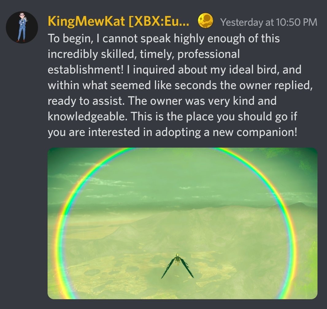 The Aviary formerly known as Corvus's Aviary has officially reopened! Now under the management of The Dragon Corp interlopers can order custom pets again!