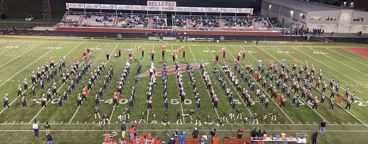 Fantastic combined halftime show by <a href="/Bellevue_Bands/">Bellevue Bands</a> &amp; <a href="/BandTiffin/">Tiffin Columbian Band</a>! Amazing to see it all come together so well. Outstanding job bands!