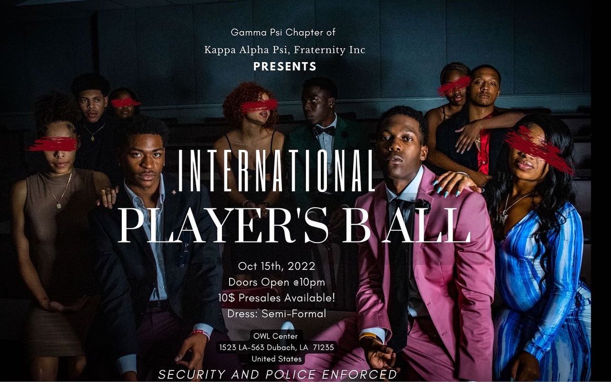 gammapsinupes's tweet photo. The Players Ball‼️
The Official Grambling vs FAMU After Party
October 15th
Semi-Formal/ Player Attire

@Owl Center (10 minutes from campus) 
10pm-2am 
Presales are available ‼️
You can purchase presales at any event during Kappa Week or Kontact your favorite Nupe. https://t.co/aEp2kDPQli