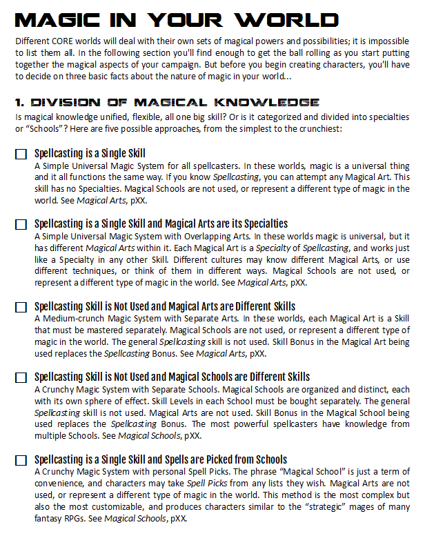 CORErpgsystem's tweet photo. Here's the full text on magical knowledge from the MAGIC chapter of CORE COMPLETE. Why divide it up this way? Because magic systems in worldbuilding (both ludic &amp; literary) present us with so many possibilities!
CORE wants to support every possible magic system you can write. https://t.co/Pmodfczxun