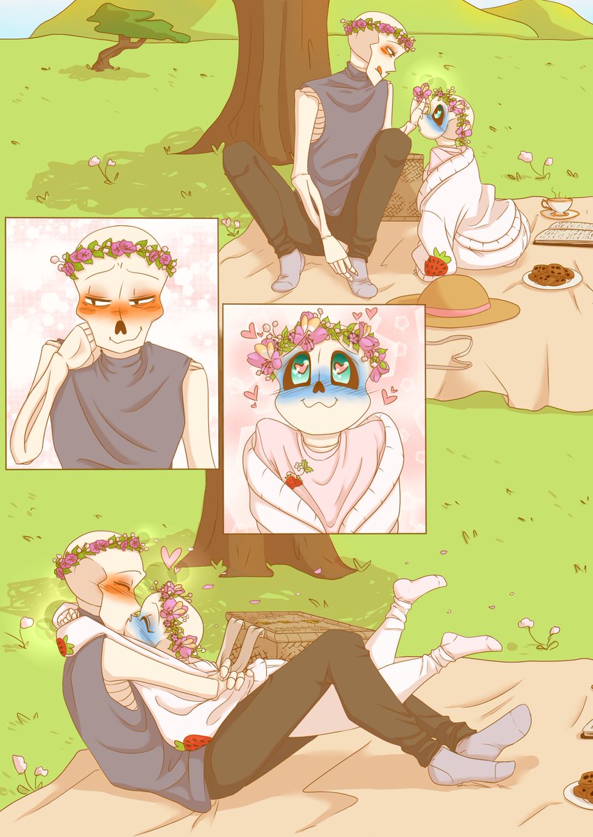 here is the comic i drew for 🌸to the bone zine!🌸  it was so much fun~ i hope i can participate in something like this again uwu🌸<a href="/BoneBros2022/">To The Bone - Undertale Fanzine</a>
