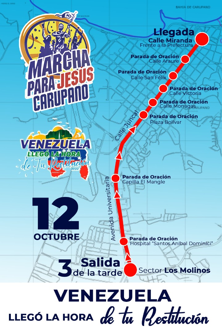 CalleTacarigua1's tweet photo. El miércoles #12DeOctubre los evangelios de #Carúpano marcharán pa alabar y glorificar a #Jesús 

Aquí está la ruta

#Fe #Dios #Oración https://t.co/Ve8nIVCWlO
