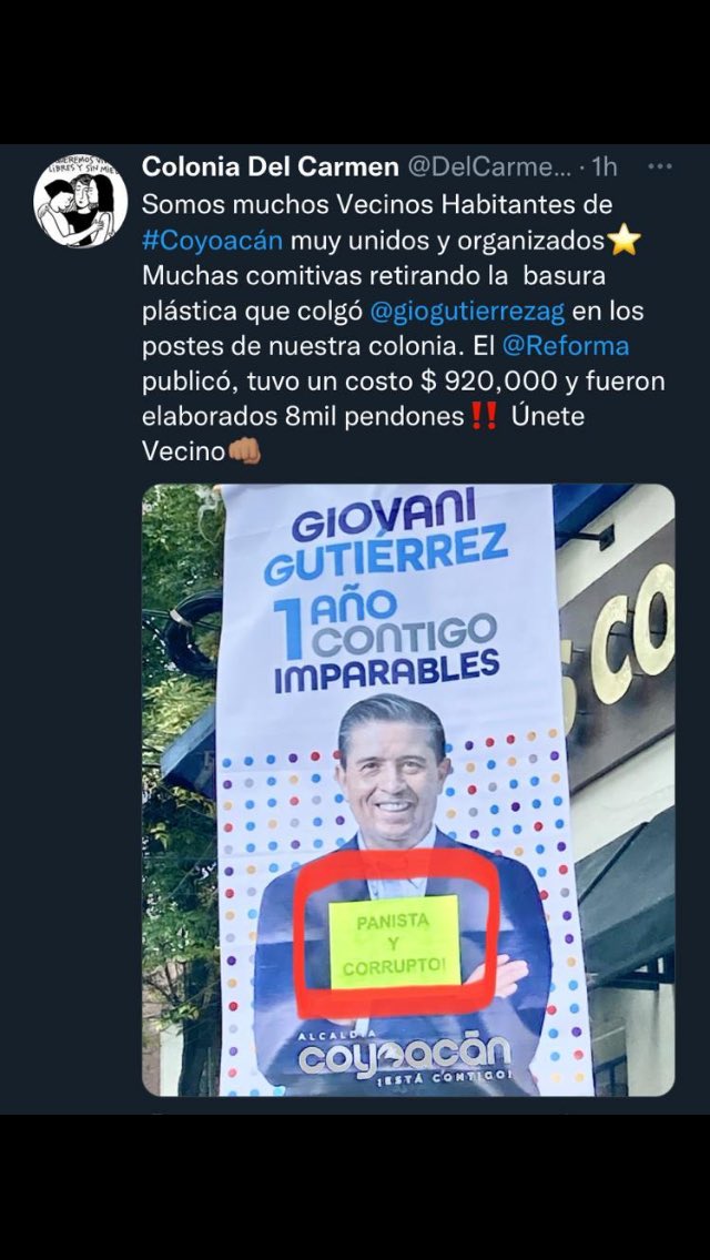 robertmc27's tweet photo. Seguimos denunciando los gastos inútiles del tal Giovani, alcalde de Coyoacán. Genera basura y contaminación incluyendo la visual, en lugar de invertir ese dinero en mejorar las vialidades de las zonas más pobres de la delegación 🤬 https://t.co/6PstN9C2jY