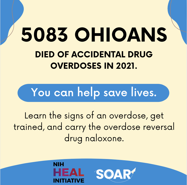 More Ohioans died of accidental drug overdoses in 2021 than any previous year.  You can help by learning the signs of an overdose, getting trained, and carrying the overdose reversal drug naloxone. Learn more about naloxone here: healingcommunitiesstudy.org/communities/oh…