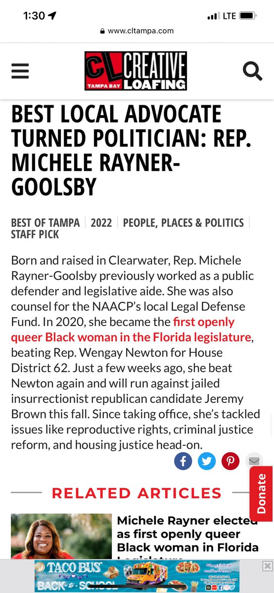 Michele Rayner (She/They/Tired) (@micheleforfl) on Twitter photo I forgot to share this but grateful to be recognized by <a href="/cl_tampabay/">@cltampabay.bsky.social</a> and being a part of the Best of the Bay.
In the words of Audrey Hepburn- “I never think of myself as an icon. What is in other people's minds is not in my mind. I just do my thing.” I forgot to share this but grateful to be recognized by <a href="/cl_tampabay/">@cltampabay.bsky.social</a> and being a part of the Best of the Bay.
In the words of Audrey Hepburn- “I never think of myself as an icon. What is in other people's minds is not in my mind. I just do my thing.”