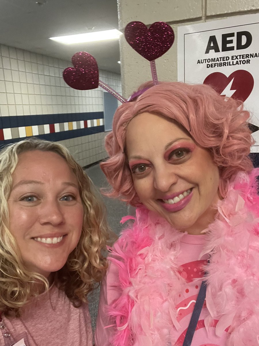 OAC staff “Pinked Out” in support of Breast Cancer Awareness. One of my seniors taking fashion design said my headgear was over the top. I removed them. 😂🤣😂 Love my campus.
