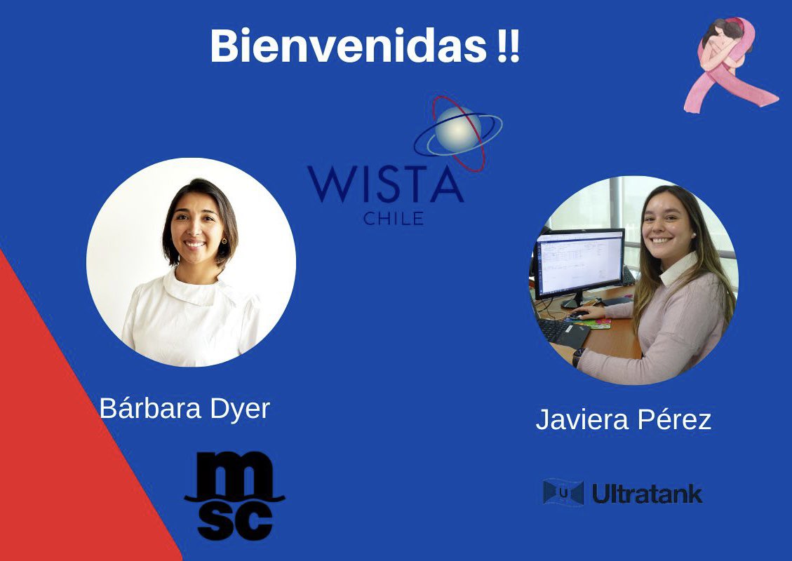 WistaChile's tweet photo. Damos la bienvenida a nuevas socias de #WISTA Chile Bárbara Dyer #MSC y Javiera Pérez #Ultratank #WomenWhoMoveTheWorld @WISTAInt https://t.co/JW2nLTbLAJ