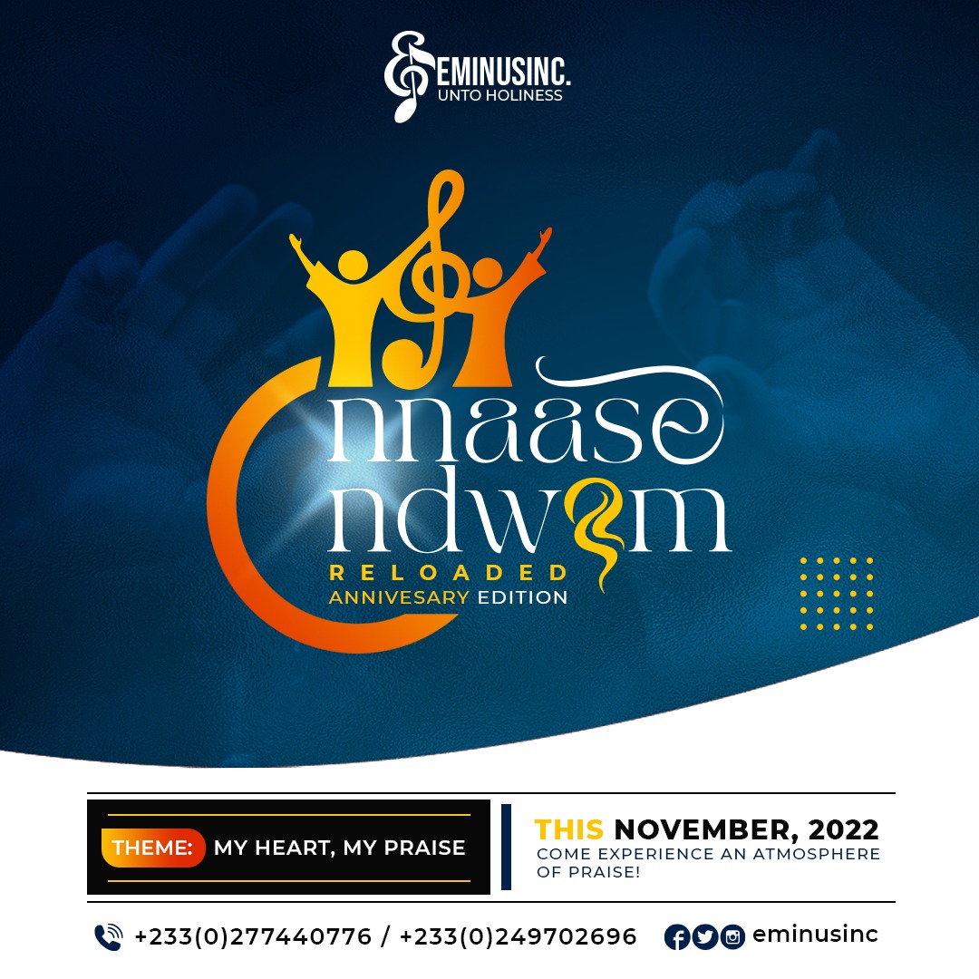 eminusinc's tweet photo. HURRAY! 
EMINUS IS 15 YEARS!!
Join US ...as we take a Journey to our 15th Anniversary Celebration Concert "Nnaase Ndwom Reloaded" 
#MyHeart #MyPraise
#ThisFarByGrace
#NnaaseNdwom2022
#EminusAt15 
#Eminusinc https://t.co/nxgPYJOFiq