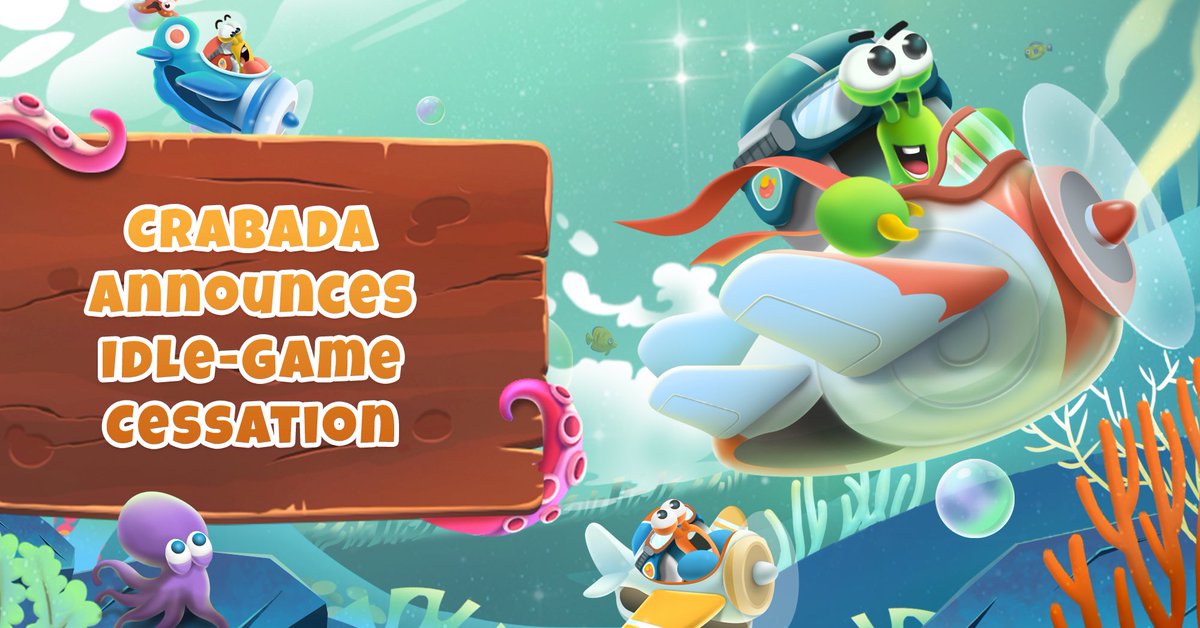 📢Dear Crabadians!

It is with a heavy, but accomplished heart that Crabada is announcing the cessation of its Idle-Game, 11 months after its launch.

The Idle-Game will cease its operations on 10 Oct 2022, at 00:00 AM UTC.

Find details📜
medium.com/@PlayCrabada/c…