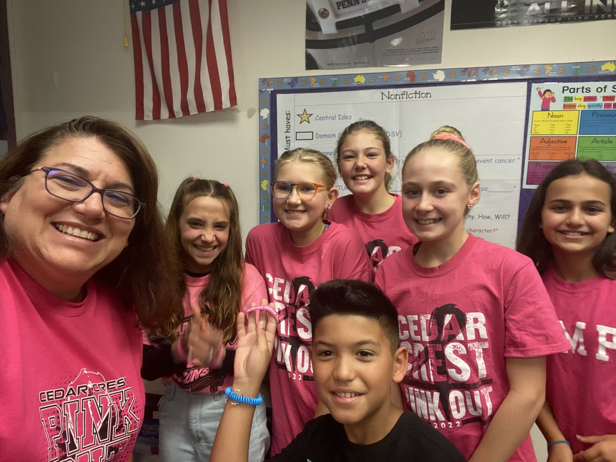 #PinkOut selfies with some of my <a href="/TeamForgeCCMS/">TeamForge</a> homeroom students! Loved seeing everyone in pink today! Thanks <a href="/CCMSStudentLife/">CCMS Student Life</a> for all your hard work! #FalconFamily