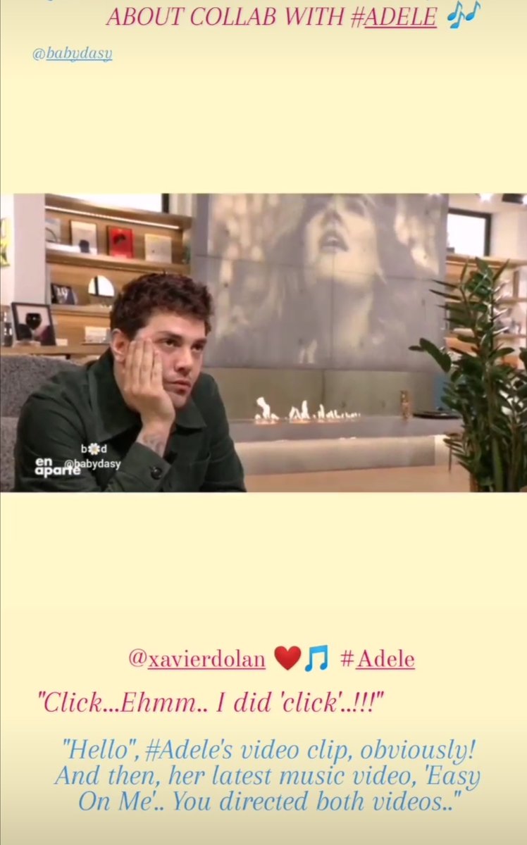 '#Adele's clips, #Hello and #EasyOnMe.. You directed both videos..'
'I was very touched that she came back to me to direct her latest video'
#lanuitoulauriergaudreaultsestreveille #thenightloganwokeup 

#XAVIERDOLAN 💚 #ENAPARTÉ
#NATHALIELEVY 🇨🇵 FEBRUARY 24, 2022

.. ti amo ❤️