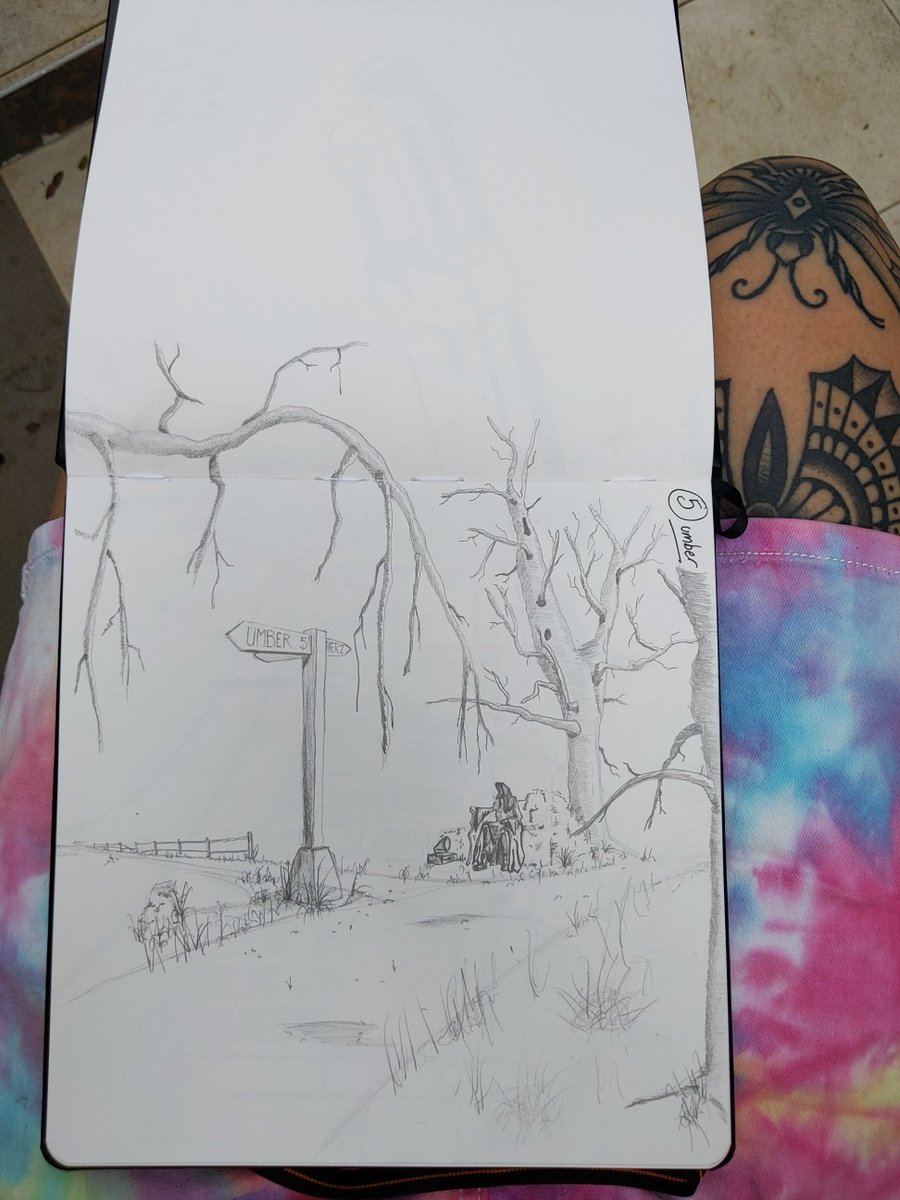 I struggled a lot with the day 5 #artober prompt by <a href="/Art_Gis/">Art GIS</a> - umber is just brown! But.... As my eldest was reading to me last night and describing a character from her book, inspiration finally struck!