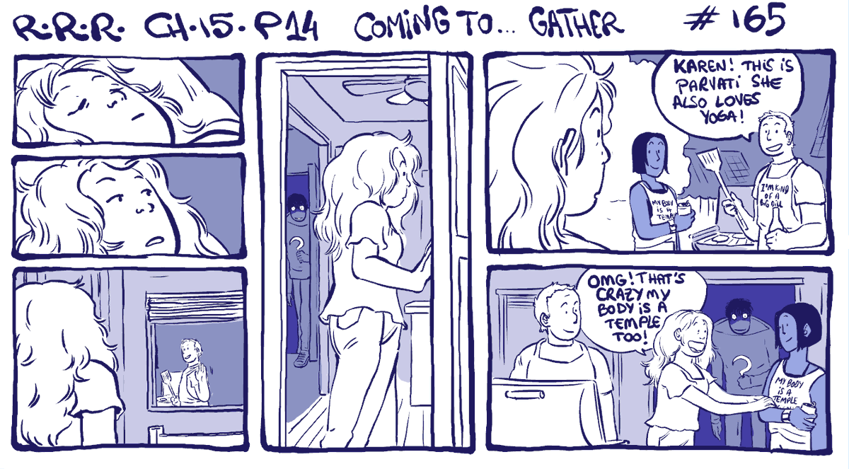 ch 15 p 14 ! Coming to... gather
Catch up with the full webcomic in my pinned tweets or on webtoons ! :) 