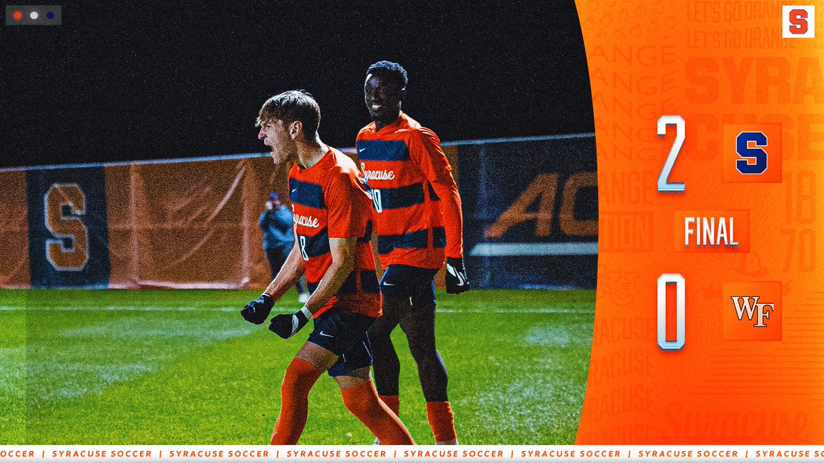 CuseMSOC's tweet photo. HOW ABOUT THE ORANGE 🍊🍊

Cuse goes top of the Atlantic table with a major 2-0 win over #4 Wake Forest! An incredible night to be Orange 🧡 https://t.co/AL4Qtst5fI
