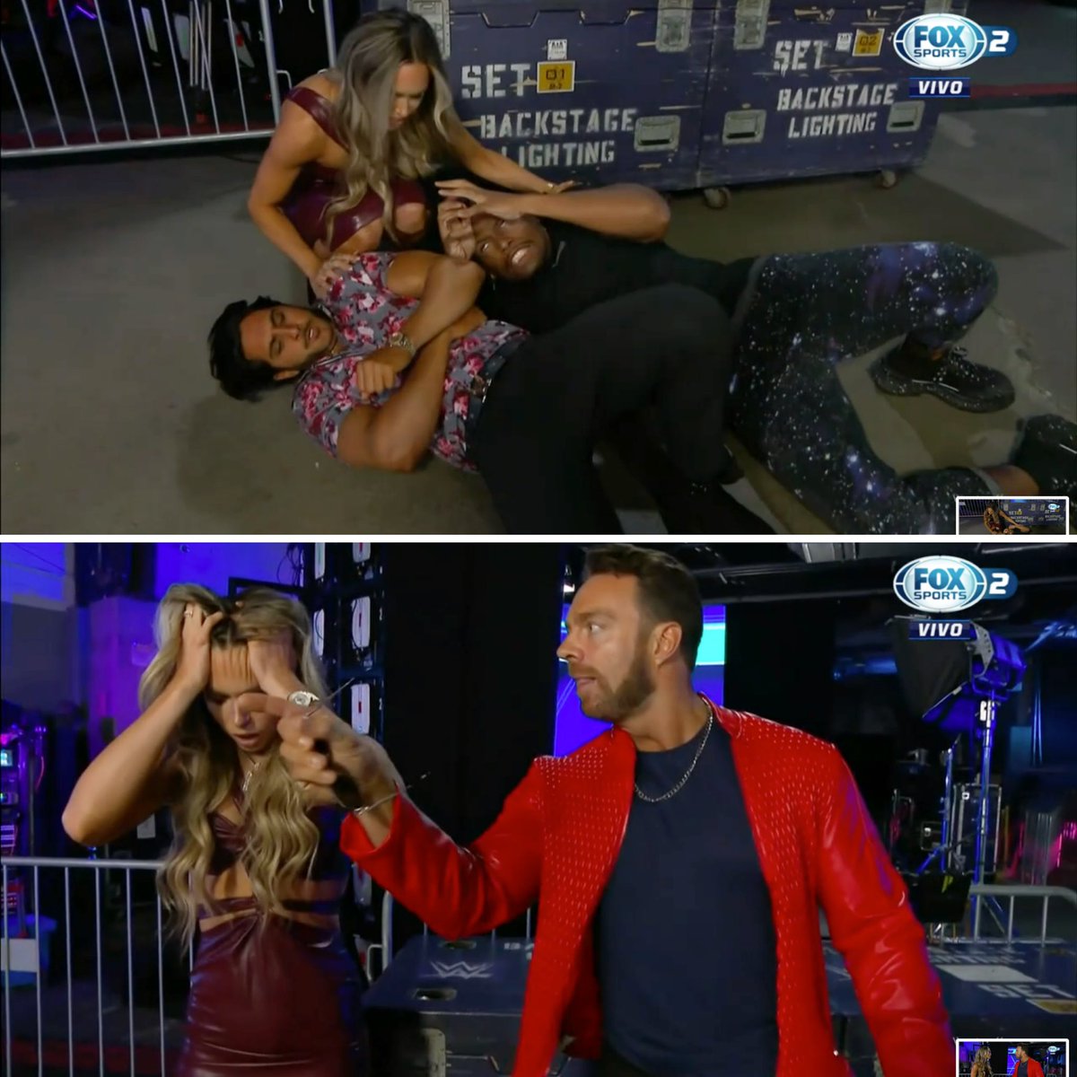 onlylukaWfans's tweet photo. Vemos en backstage que nuevamente #Mansoor y #Mace han sido atacado por #LAKNIGHT quien le dice a #MAxinneDupri que nunca más lo llame #MAXDUPRI la transición ha terminado #wwe#smackdown https://t.co/hSplm7Z8HC