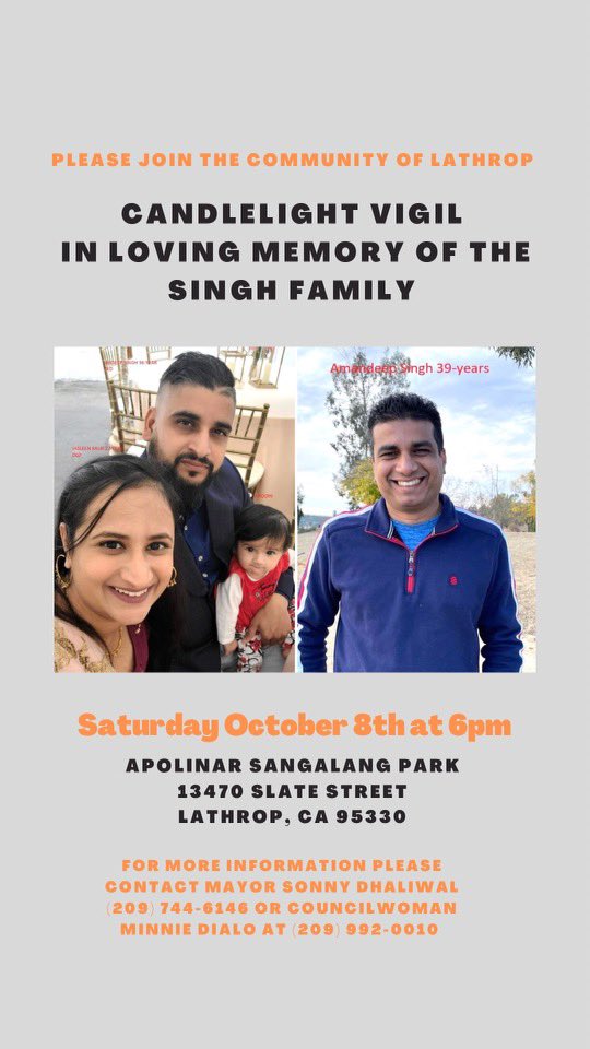 To all my central valley sangat who can't make it to the Merced Vigil. Please show up in memory of the Singh Family 🙏🏽