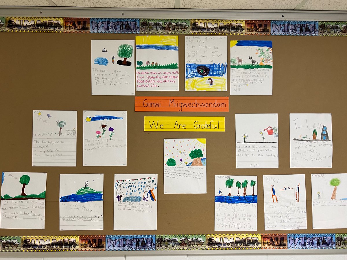 Giinwi Miigwechwendam. 
<a href="/hwburgessps/">H. W. Burgess PS</a> Grade 2/3 students are grateful for the many gifts the Earth gives us.
Have a thankful weekend, friends!