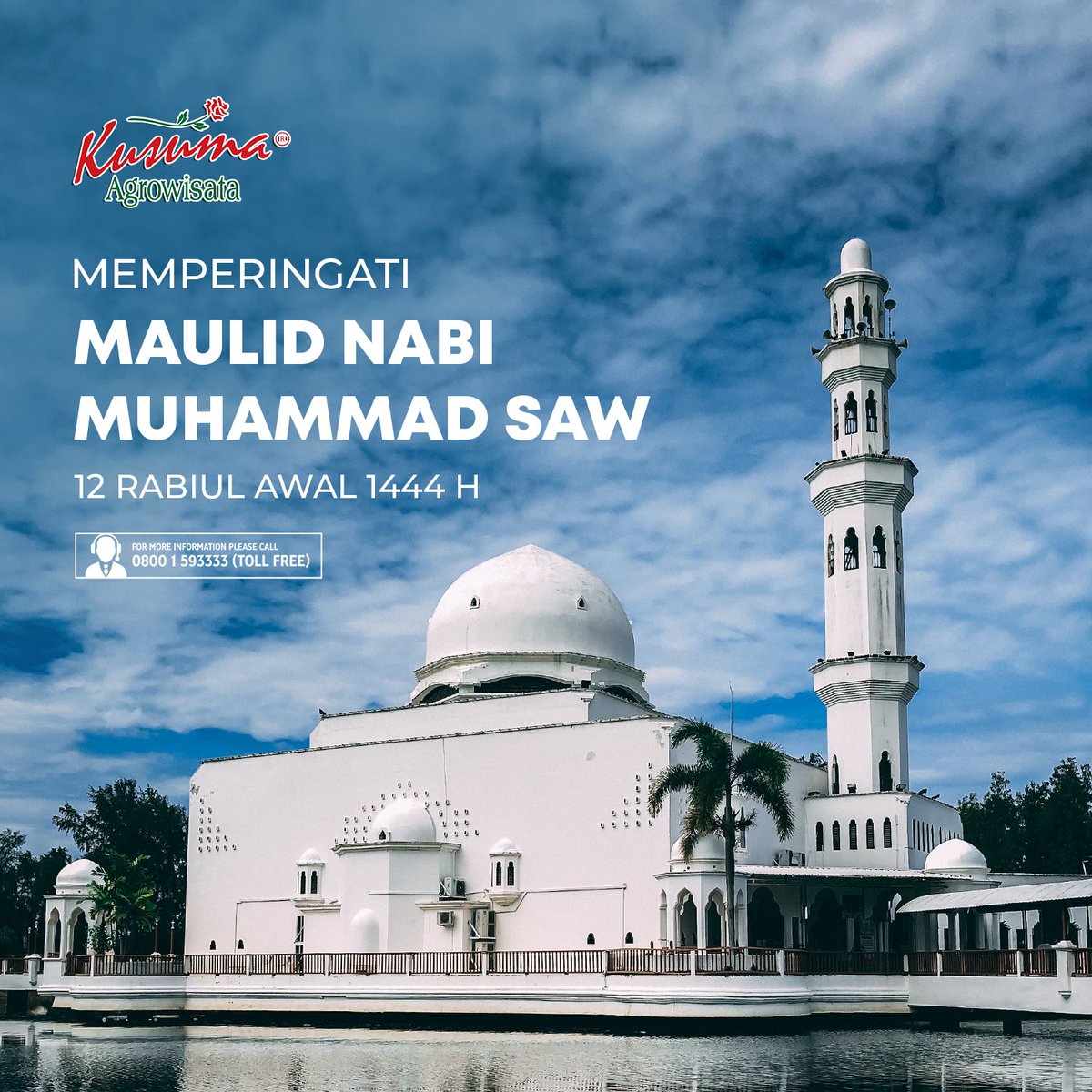 Selamat Memperingati Maulid Nabi Muhammad SAW 12 Rabiul Awal 1444 H. Jadikan Maulid Nabi Muhammad sebagai momentum untuk memperbaiki diri dan meneladani kehidupan Nabi Muhammad agar selamat dunia dan akhirat
.
#kusumaagrowisata #maulidnabi