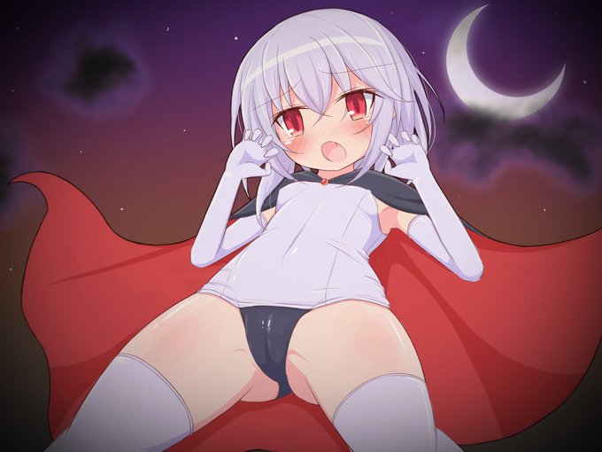 先日の絵の色変化が逆だったら...という話があったのでお股だけ黒い版です。
純白の服に黒パンツってすごくいやらしい組み合わせですね...。 