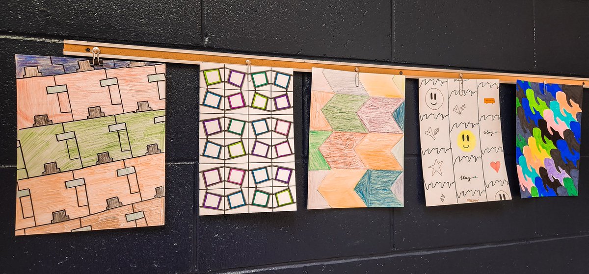 Fredericks_Math's tweet image. Middle school geometry tessellation project! 📏
#tessellations #stem #geometry #mathart
