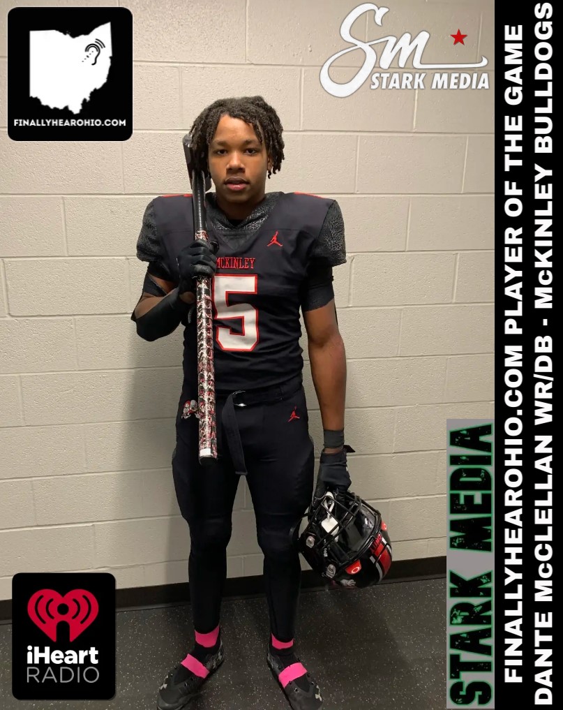 StarkMediaTeam's tweet image. Our FINALLYHEAROHIO.COM Player of the Game @dante__il 2 Big Defensive Touchdowns for the @McK_Football Team was the #Difference in a 40-23 Win over Jackson

#StarkMedia 🏈
@McKinleyPups @McKinleySports @TheCityofCanton @CCS_District @CantonMcKinley @cantonmckpolls #football