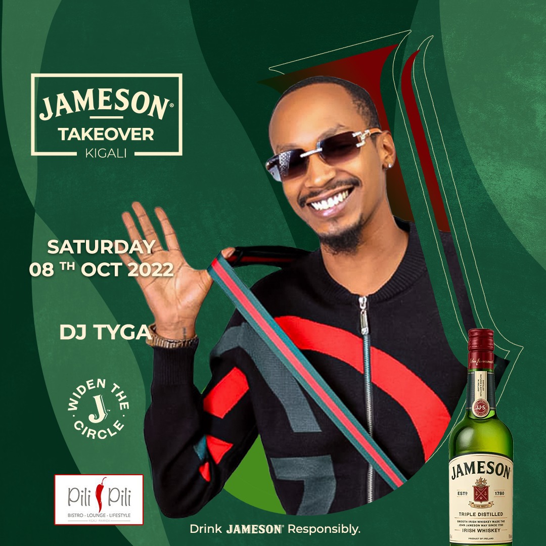 Listen up folks 🚨🚨. The @jamesonwhiskey TakeOver Kigali is happening today at @PiliPiliRwanda . Come though and enjoy amazing performances from @djtyga250, The Rich Music Band and The Boo'dup DJs. Come through, let's party, let's have a good time 🔥