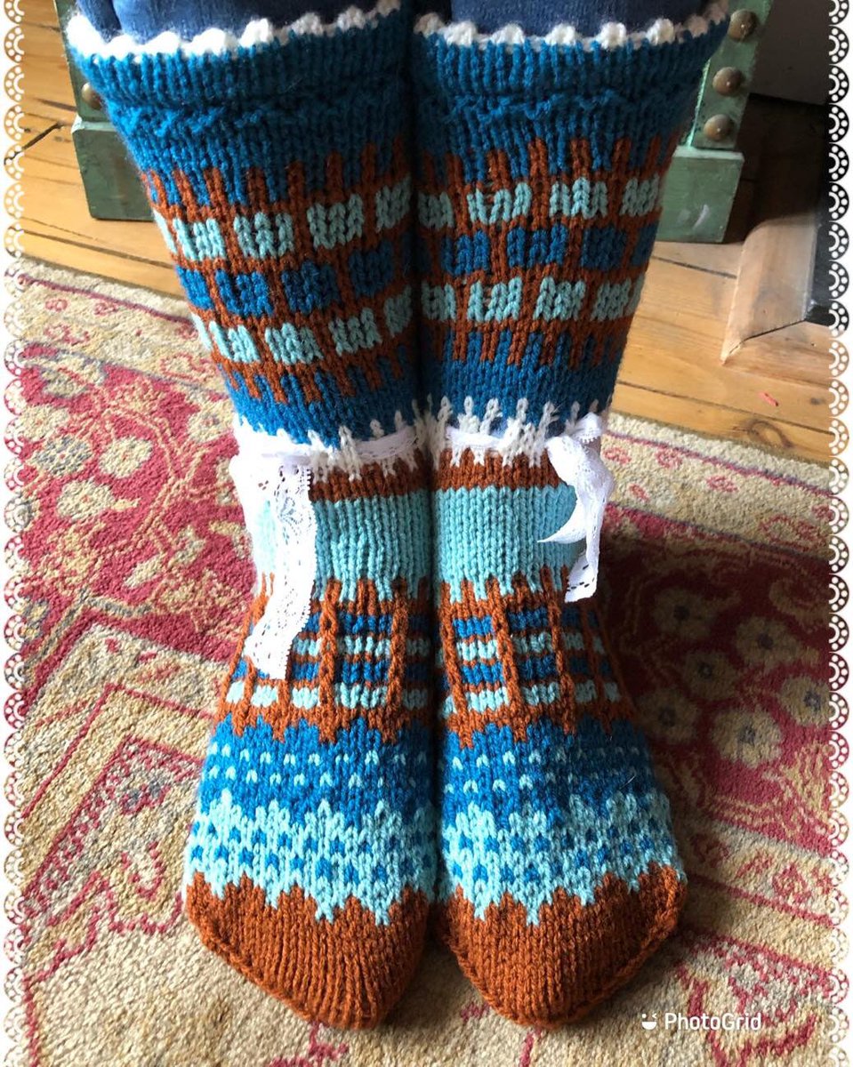 Excited to share this item from my #etsy shop: Handknitted Fairisle slipper socks, DK acrylic yarn, chestnut peacock and teal coloured yarns, machine washable on hand wash cycle, dry flat etsy.me/3CF7jqy
#handknittedfairislesocks #supportsmallbusinesses