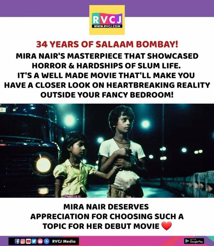 34 Years of Salaam Bombay!
#salaambombay #miranair #bollywood #rvcjmovies @MiraPagliNair