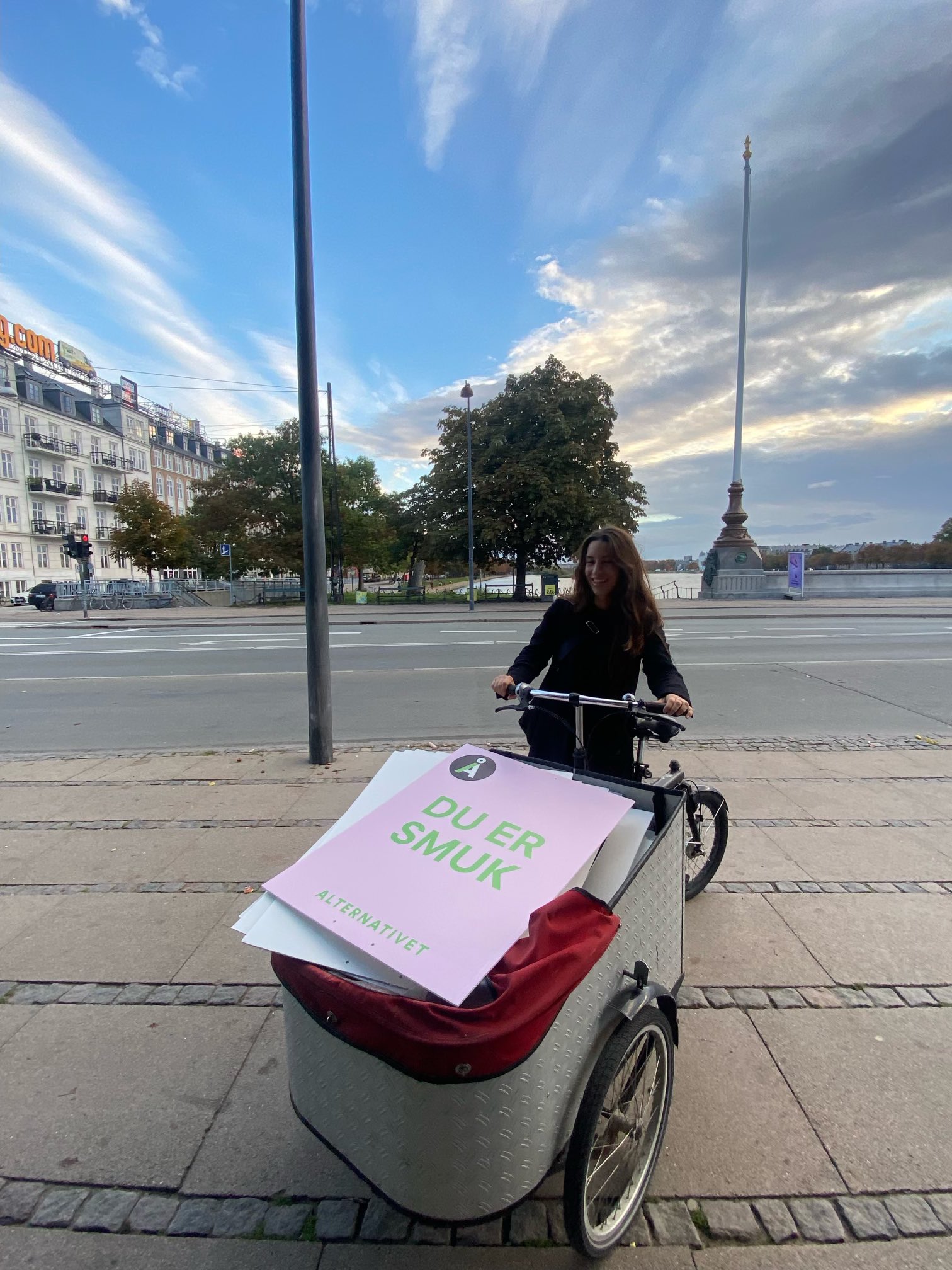 Uffe Elbæk on Twitter: "Alle de morgenfriske plakat-aktivister fra @alternativet_ sidder lige og vogter deres foretrukne lygtepæl og venter bare på, klokken bliver 12.00 så plakaterne kan komme op.