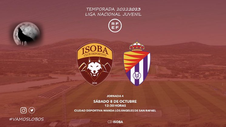 cdisoba's tweet photo. JORNADA 4 | DIA DE PARTIDO
Deseando que ruede el balón.
🏆 Liga Nacional Grupo III
⚔️ @RVcantera
🗓 8 octubre (sábado)
⌚️ 12:30
🏟 Los Ángeles de San Rafael
#CDIsoba
#VamosLobos
#Lobos
#FCYLF
#UnidosPorUnaIlusión https://t.co/6Dprff8v0M
