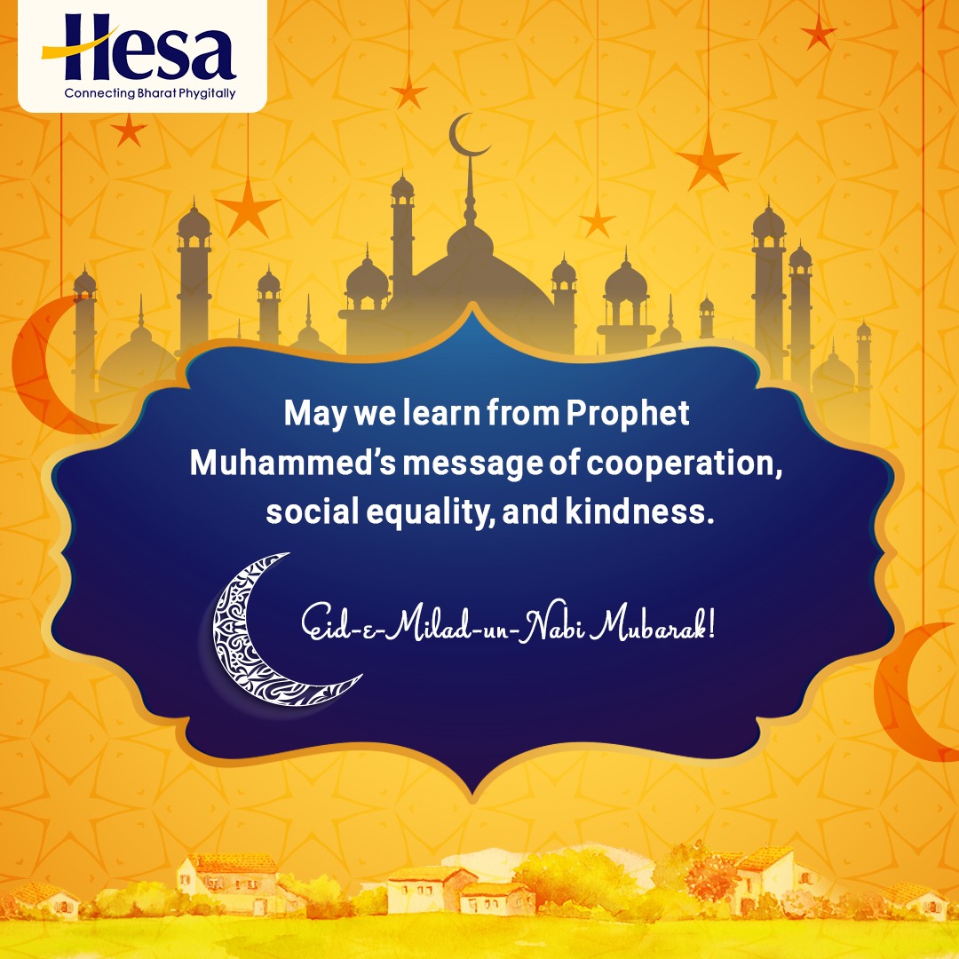 MyHesaApp's tweet photo. This Eid, may we get inspired by and learn from Prophet Muhammed’s message of hard work, cooperation, knowledge-seeking, equality, and helpfulness towards others. Eid-e-Milad-un-Nabi Mubarak! #eidmiladunnabi #HESA #SUHAS #HESAATHI #JoinHesa #SuperAppforBharat #digitalindia https://t.co/dyLG0r93UO