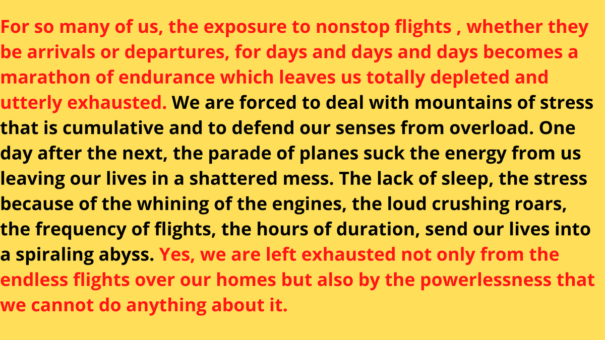 Exhausted by aircraft noise. This is from a resident near New York. But so many residents impacted by airports across the world feel just the same.....