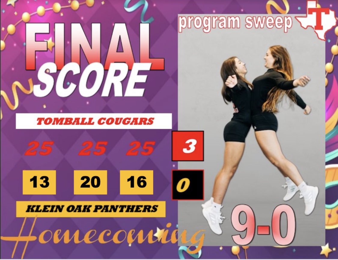 THSCougarsVB's tweet photo. Final varsity scores vs. Klein Oakโฌ๏ธ
#anotherProgramSweep ๐งน @thsabcinfo @TISD_athletics @TISDTHS @handal_dave https://t.co/PUOTkEhlWp