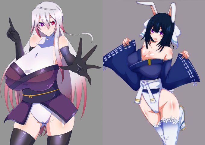 衣装のイメージ的にはこんな感じでどっちもドスケベ和装! 