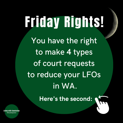 LwConviction's tweet photo. If you have a conviction in WA State, there are 4 types of court requests you can make to reduce your court debt.
2. Once you have paid your restitution in full, you can file a "petition" (a court form) asking the court to waive the interest on it.
" #visualizejustice https://t.co/T3B1bWcJKy