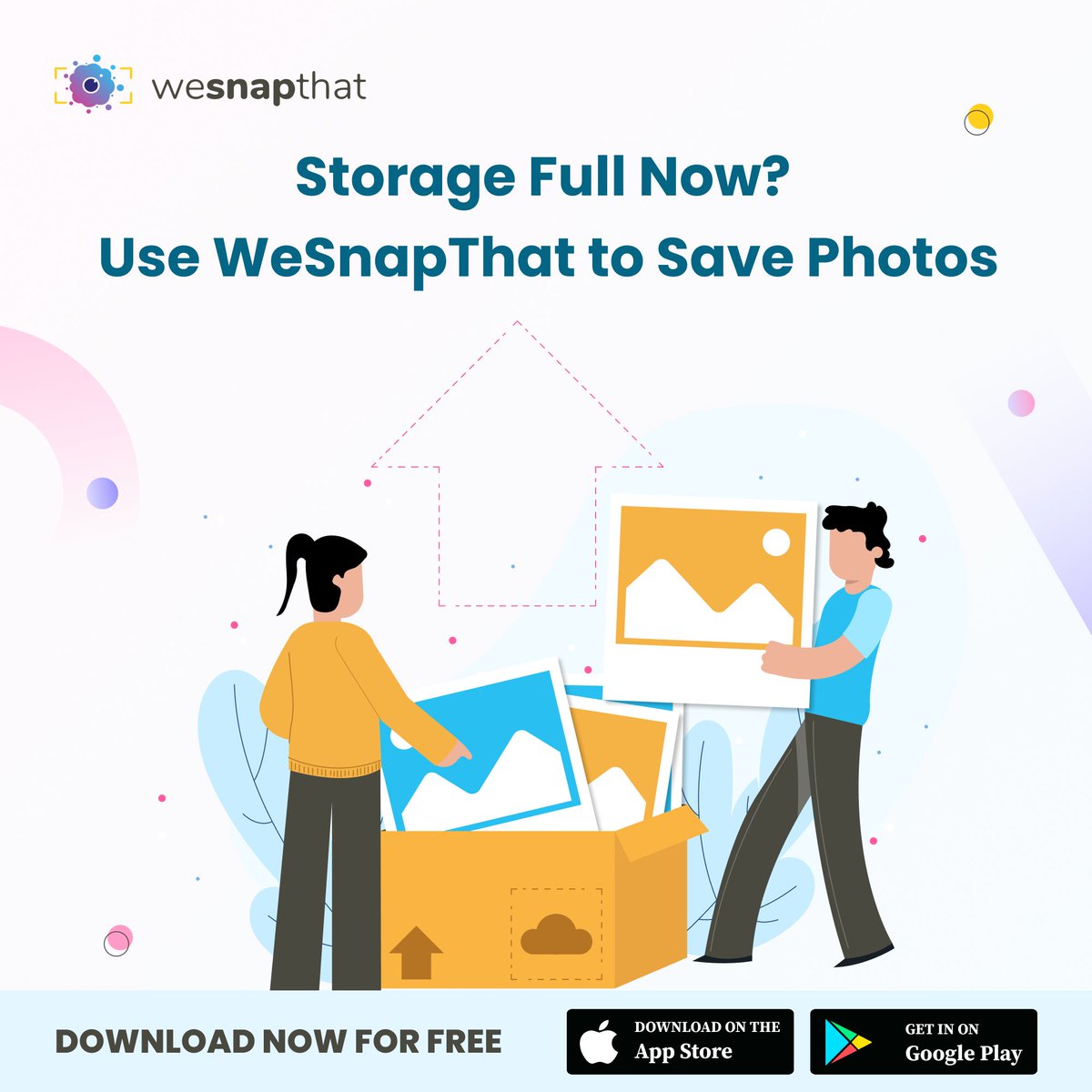 WeSnapThat_'s tweet image. Storing all photos on your device has never been easy, We know it must be tough 

All right let me make it simple for you.

WeSnapThat will help you to store unlimited photo with high quality.

#wesnapthat #photosharingapp #eventplanners #downloadapp #londonphotography #linkinbio