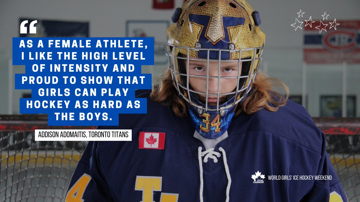 It's World Girls' Ice Hockey Weekend!⭐️ To celebrate, the GTHL is shining the light on some of the girls who make our league and sport what it is today. First up: Addison, goaltender for the @GTHLTOTitans. #GTHLCommunity | #WGIHW