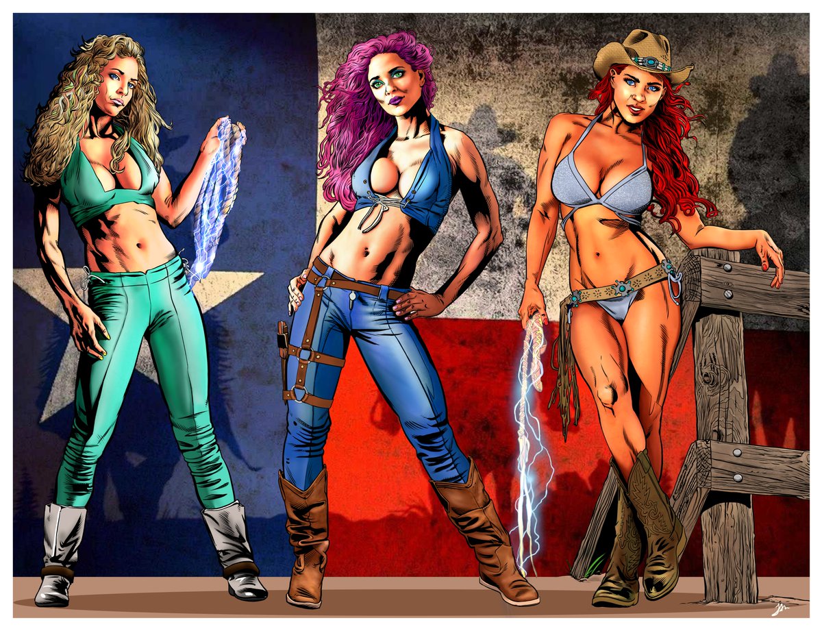 MetaNFTs1's tweet photo. Texas Furies R triplets, they take zero crap in & out of the ring. As they say, mess w/ the bull & get the horns.
#wrestlingcomics #prowrestling #wwe #wrestling #aew #comics #illustration #njpw #nxt #wweuniverse #prowrestler #wrestlingcommunity #wwefans #comicartist #comicbooks https://t.co/ZR6te2gFlM