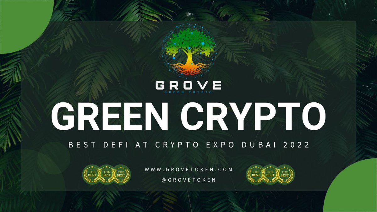 GroveToken's tweet photo. Creating a healthier &amp; wealthier planet, utilizing the future of finance. 🟢 💚 🌏 🌳

#GreenCrypto is a a BIG DEAL! GroveToken &amp; its #GroveGreenArmy know it.

#Crypto #Blockchain #defi #bnb #ETHMerge #Tokenomics #finance #future #GoGreen #sustainability https://t.co/3ikOA74DJB