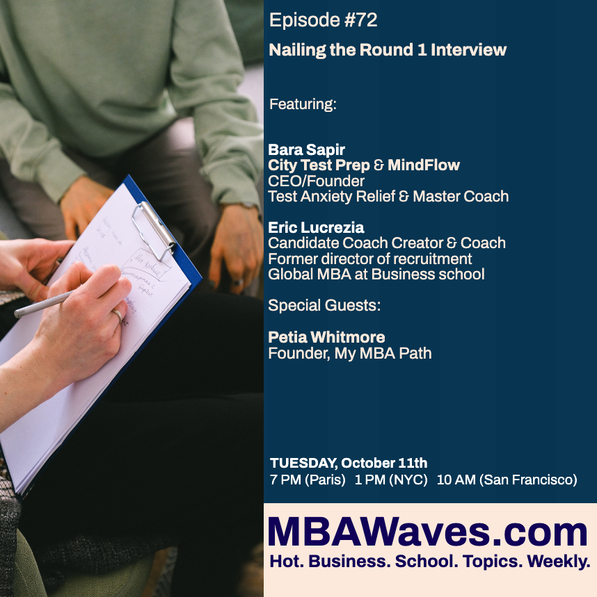 MbaWaves's tweet photo. Join @EricLucrezia, @BaraSapir, and our special guests for a 30-minute boost from expert coaches from across the spectrum of education and business!
#mbalife #MBA #GMAT #MBAwaves
Link:https://t.co/0N0I0bNV9D https://t.co/tBxqJIV7tm