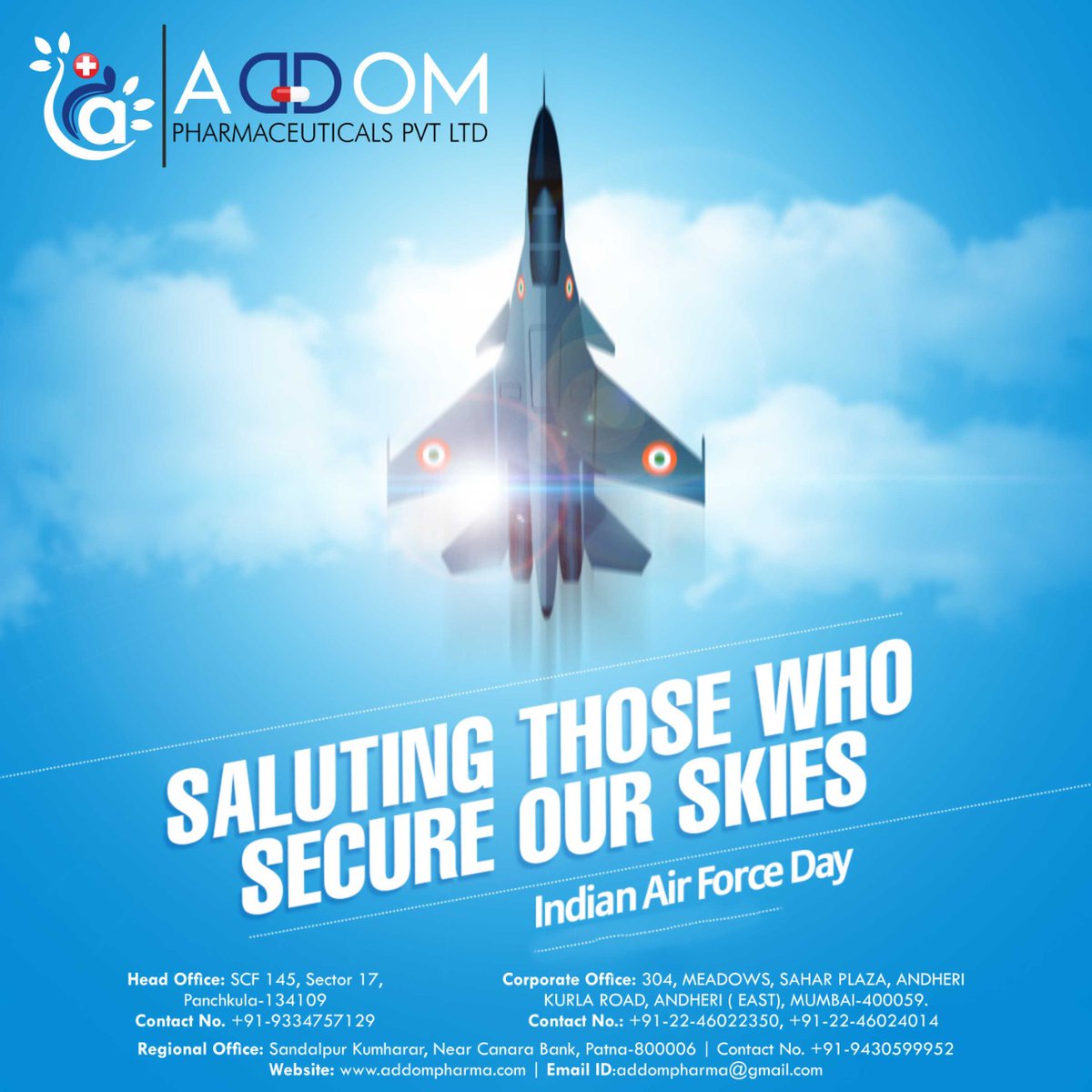AddomPharma1's tweet photo. Indian Air Force Day
#IndianAirForceDay #indianairforce #airforce #pharmacist #health #ADDOM #addompharma #pharmacy #pharmaceuticals #pharma #pharmacist #pharmaceuticalindustry #pharmacology #medical #medicine #medicinecompany #Williams #williamspharma #bestpharmafranchisecompany https://t.co/IcHP2mUore