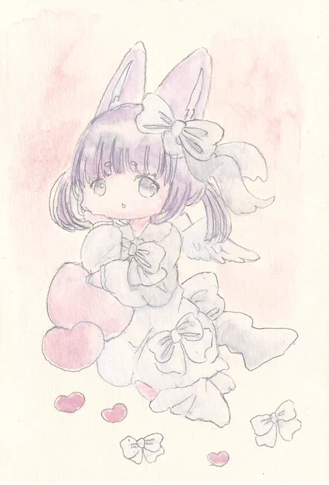 LOVEだよ。#イラスト #art #絵描きさんと繫がりたい #創作イラスト #うさぎ #透明水彩 