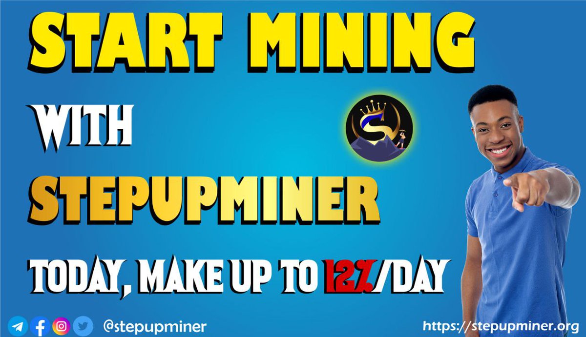 Stepupminer's tweet photo. Start your Crypto Mining Journey today to make Up to 12% a day. Sign up, verify your email, pass KYC , Purchase mining plan, relax our automatic mining machine will mine for you with no stop.
Register now https://t.co/ZTD16mdAVn
Happy mining
#Stepupminer #Mining #exchange https://t.co/nbRElSyPmc