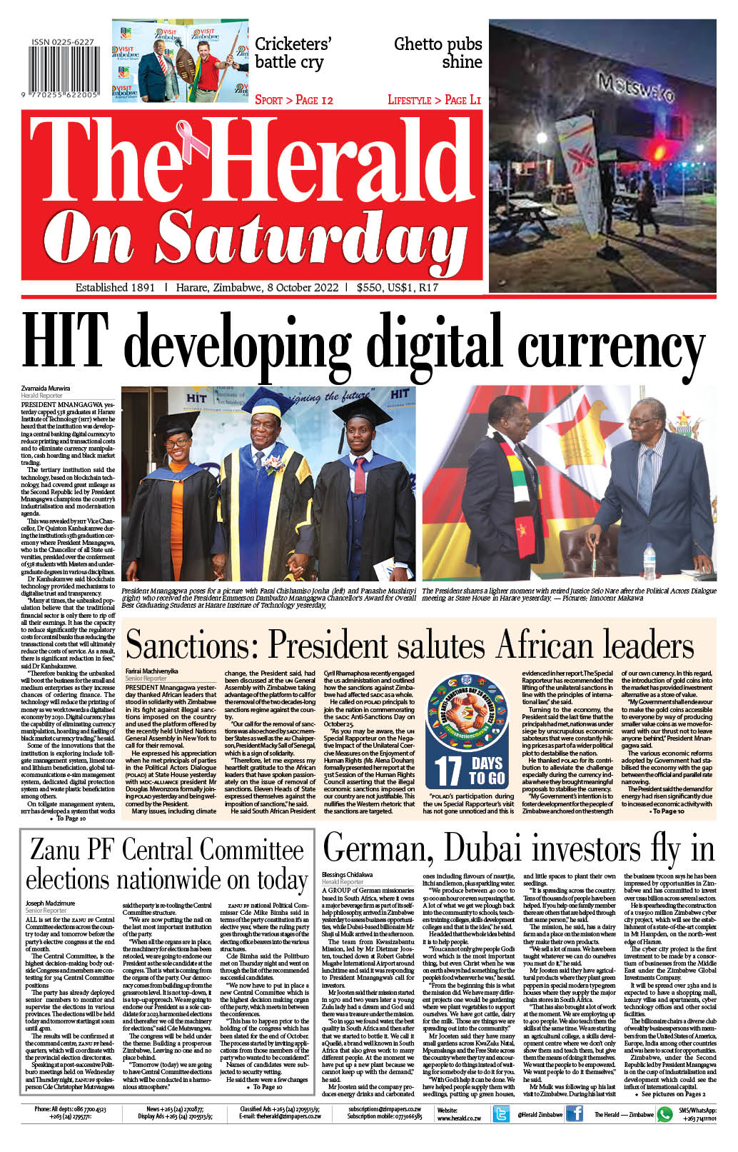 The Herald Zimbabwe on Twitter: "Check out today's front and back pages