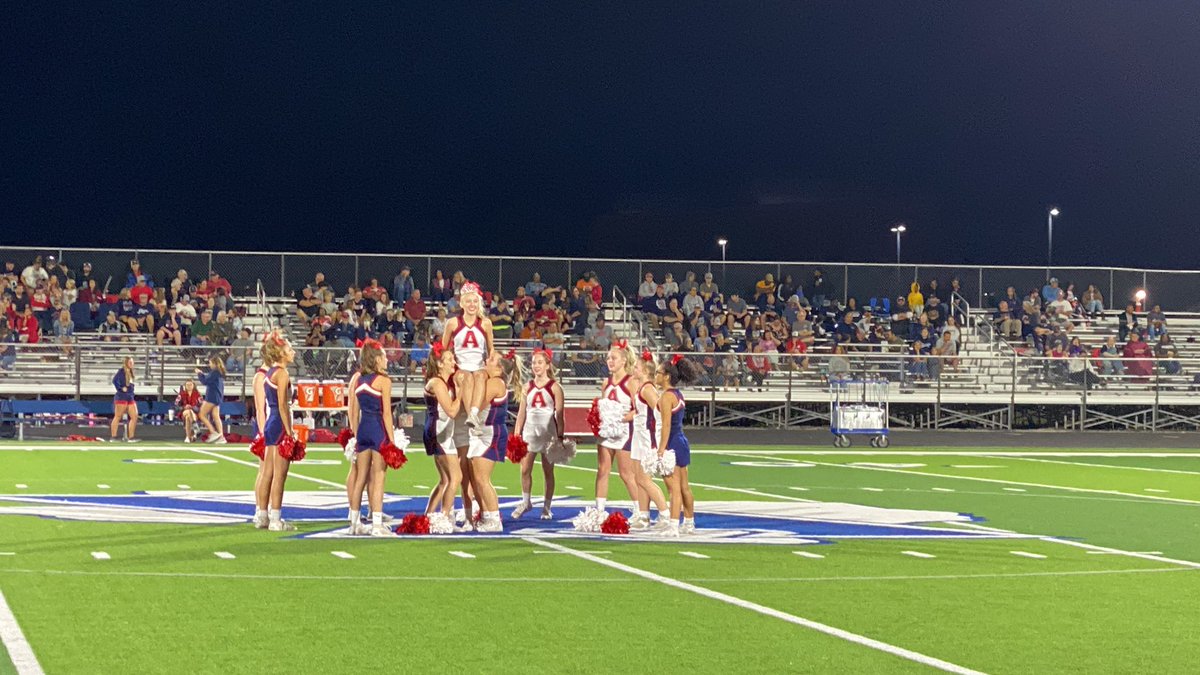 Frogman87's tweet photo. A great night to be a Chaparral! Volleyball swept Ranchview, Football beat Van Alstyne 35-14, Cheer did a great routine at halftime, the Band had a great run of their show, and our student section was on fire supporting the team. Great work Chaps!! #AubreyProud #InspiringHope https://t.co/VOQ28teCjz
