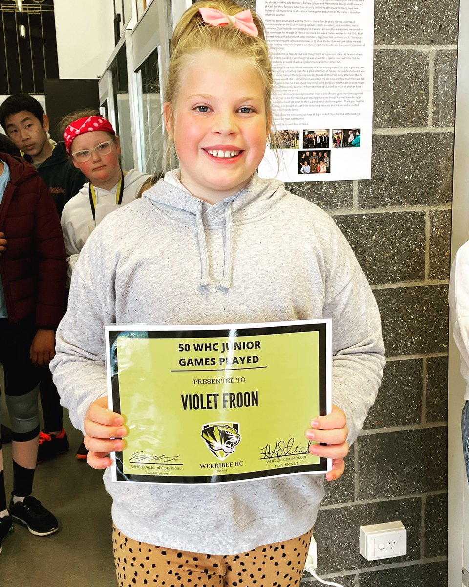 One of my greatest joys is team managing the under 12’s <a href="/werribeehockey/">Werribee Hockey Club</a> . A respectful/hard working group of kids. Our B&amp;F went to our youngest player who is 7! This kid is INCREDIBLE! My daughter also played her 50th game for the club this season. So proud, she loves the game ❤️